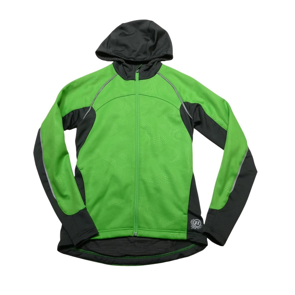 Novara Cycling Jacket Womens Small Green Hooded Full Zip Hi Vis Reflective Bike